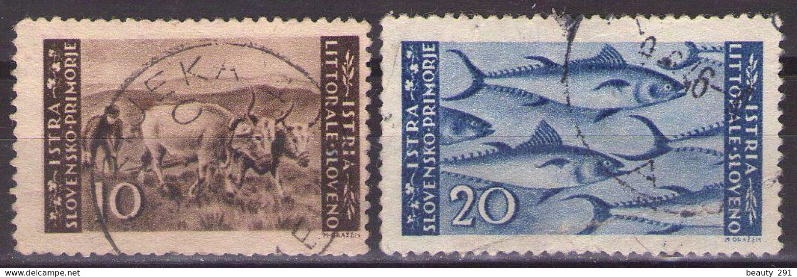 ISTRIA E LITORALE SLOVENO 1946. Tiratura Di Zagabria, Dent. 12, Sass. 58,59  USED - Jugoslawische Bes.: Slowenische Küste