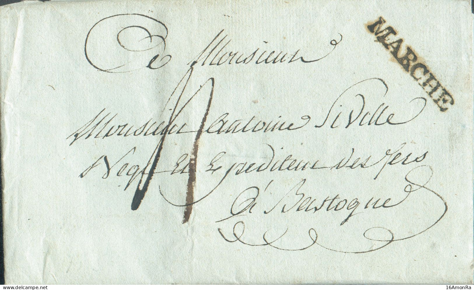 Magnifique Lettre De BARVAUX le 23 Juillet 1815 Avec Griffe Noire MARCHE (H.29) Idéalement Apposée, Adressée à Bastogne. - 1814-1815 (Gouv. Général De La Belgique)