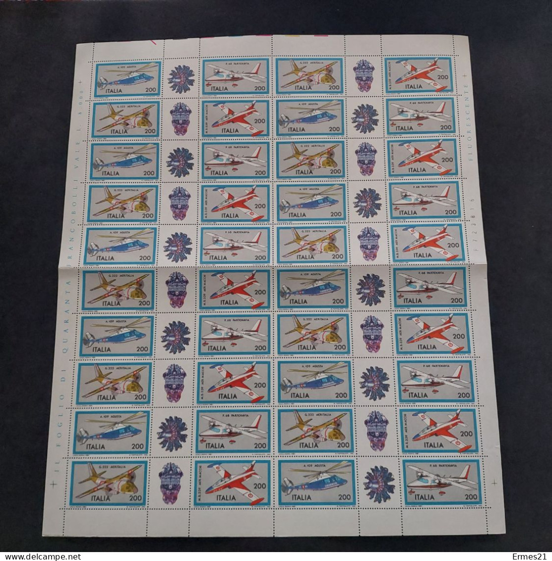 Francobolli 1981. Aeronautica Italiana.  Condizioni Eccellenti. Nuovo. Valore Lire 200×40pz. - Ganze Bögen