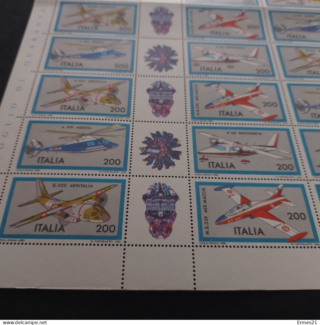 Francobolli 1981. Aeronautica Italiana.  Condizioni Eccellenti. Nuovo. Valore Lire 200×40pz. - Feuilles Complètes