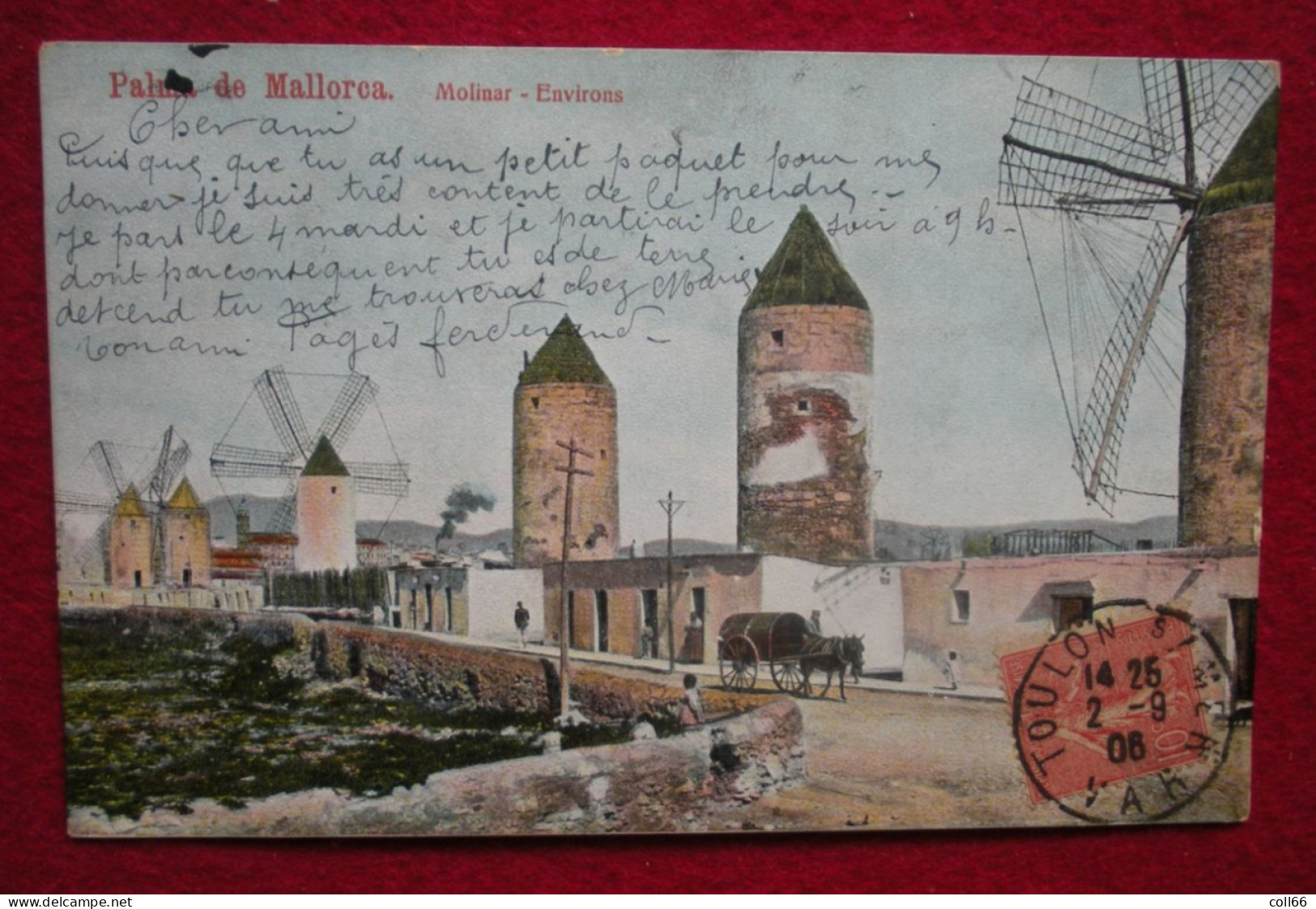 Palma De Mallorca 1906 Molinar Environs Moulins à Vent Animée Dos Scanné éditeur AM 250 - Palma De Mallorca