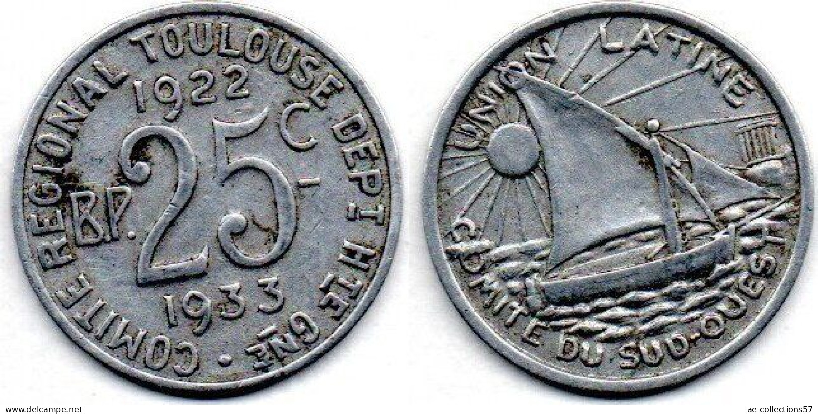 MA 25275 / Toulouse 25 Centimes 1922-1933 TTB - Monétaires / De Nécessité