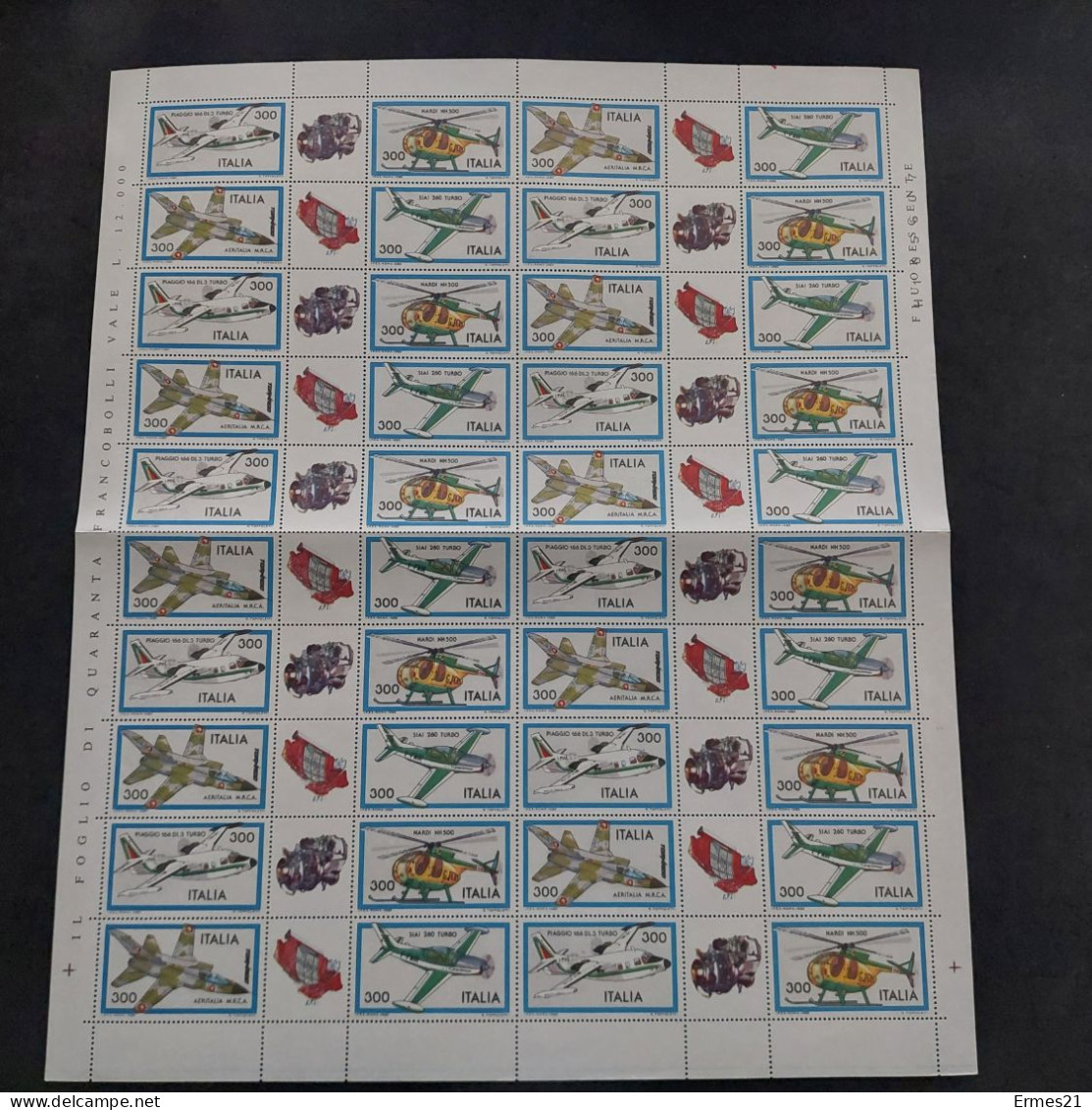 Francobolli 1982. Aeronautica Italiana. Condizioni Eccellenti. Nuovo. Valore Lire 300×40pz. - Hojas Completas