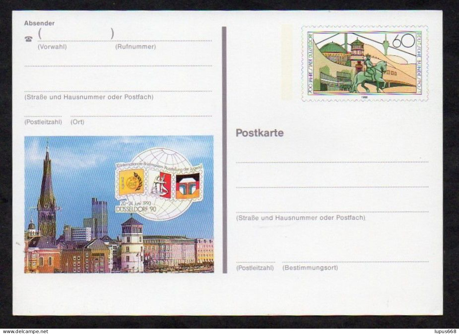 BRD 1990 Postkarte/ Entire  */ Not Used ,  Düsseldorf, Briefmarkenausstellung - Privatpostkarten - Ungebraucht