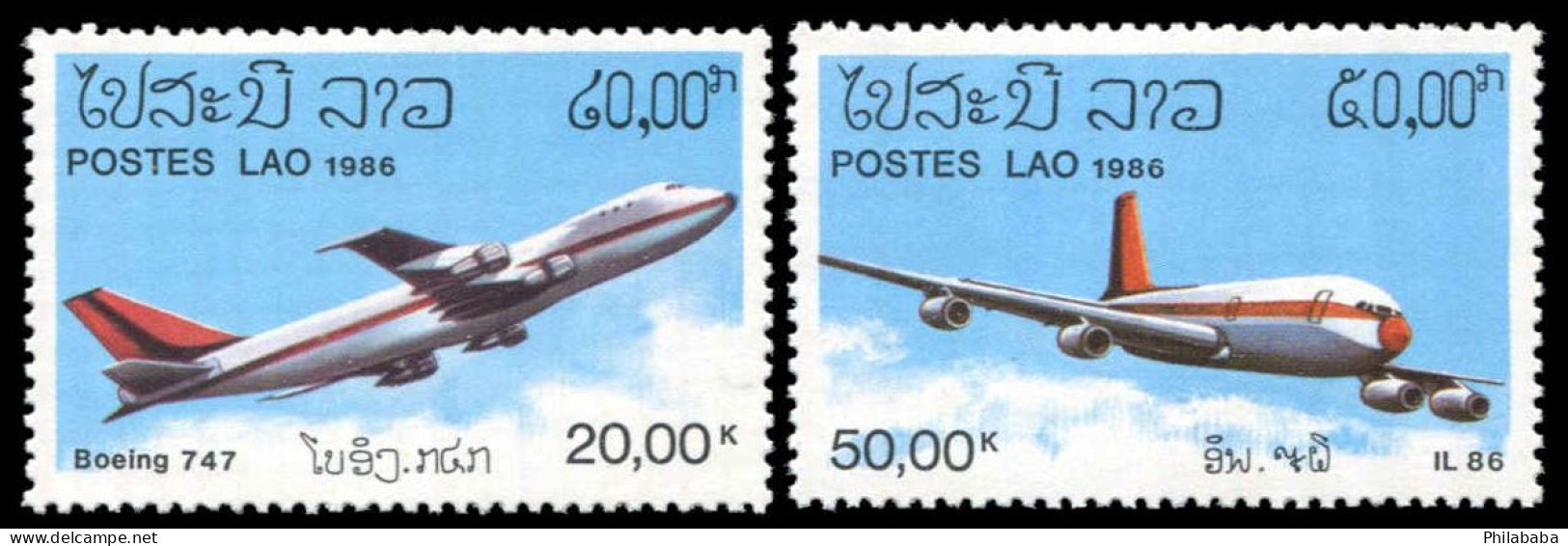 LAOS 1986 - YT 713-714 ; Mi# 920-921 ; Sc C120-C121 MNH Aircraft - Laos