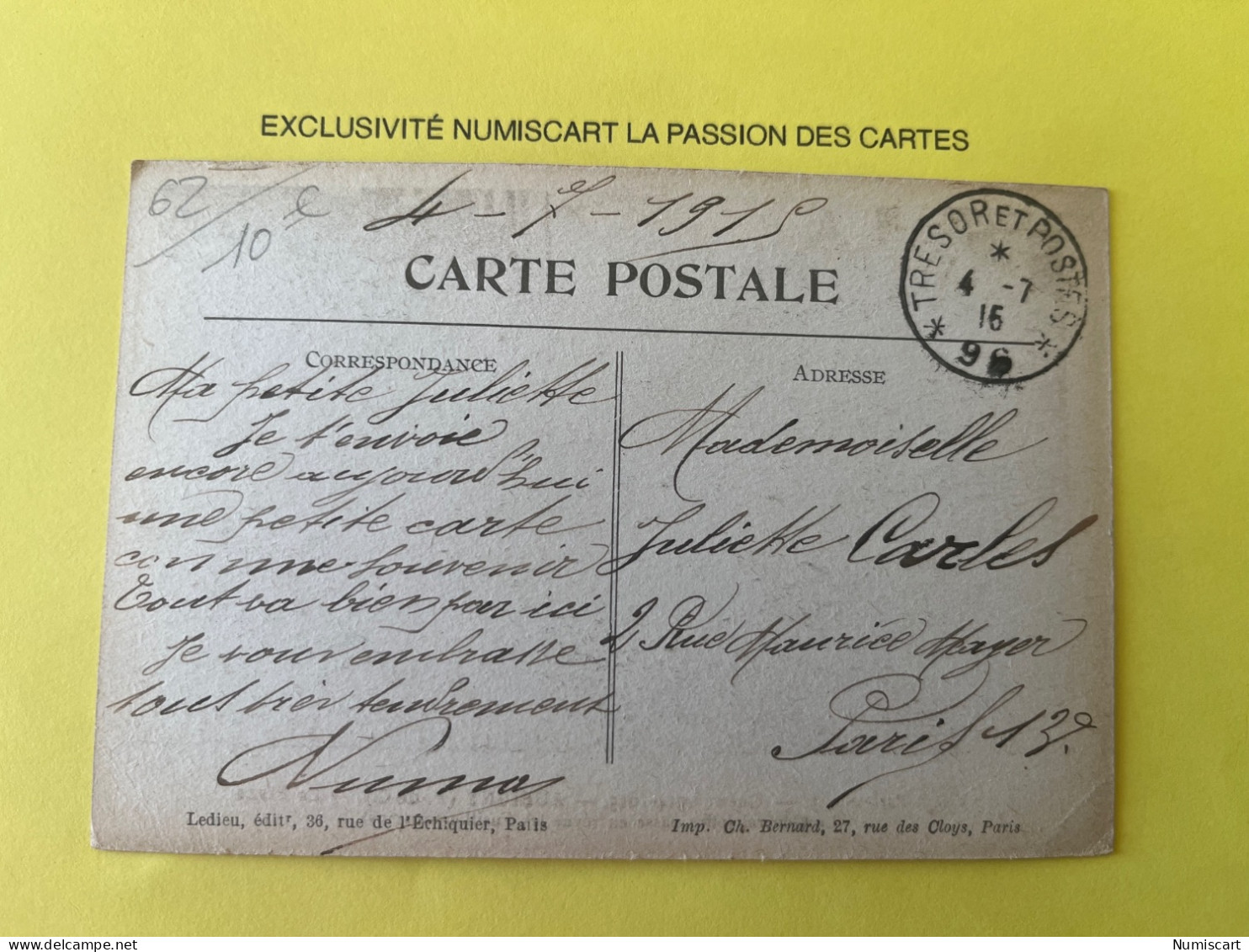 Aubigny Général Joffre Cachet Trésor Et Postes Secteur 96 - Aubigny En Artois