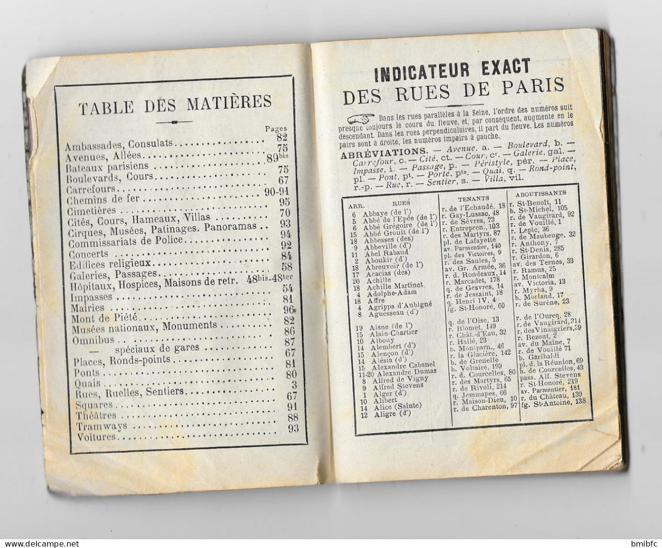 INDICATEUR EXACT Des RUES DE PARIS 1897 - Europe
