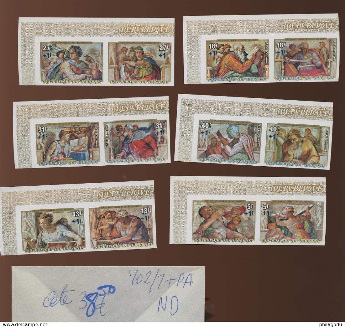 1975 XtMas Noël Michelangelo 702/707+avions.** + 2F  All Mint NH. Cote 38,50 € - Unused Stamps