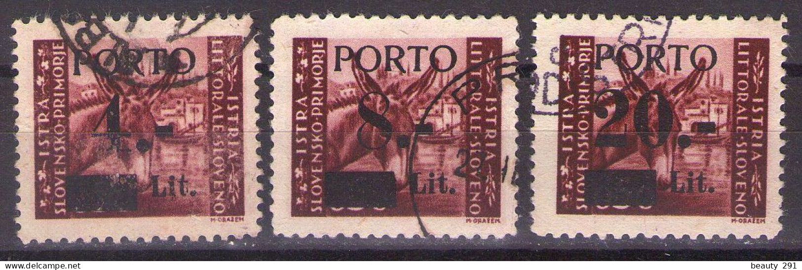 1945 ISTRIA E LITORALE SLOVENO SEGNATASSE,PORTO ,Sass. 2,3,5  TIP I,  USED - Occup. Iugoslava: Litorale Sloveno