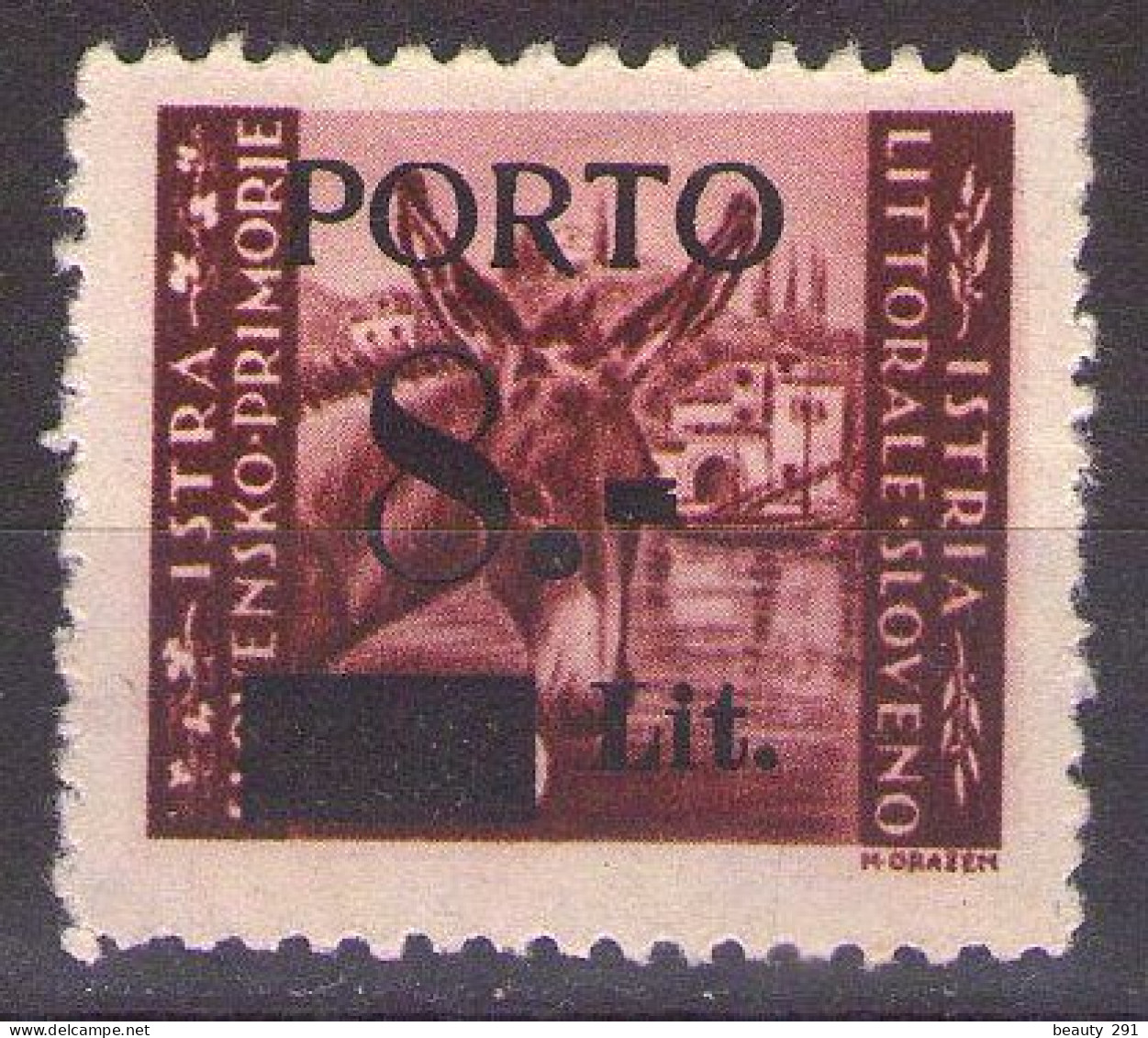 1945 ISTRIA E LITORALE SLOVENO SEGNATASSE,PORTO ,Sass.3   TIP I, MH* - Yugoslavian Occ.: Slovenian Shore