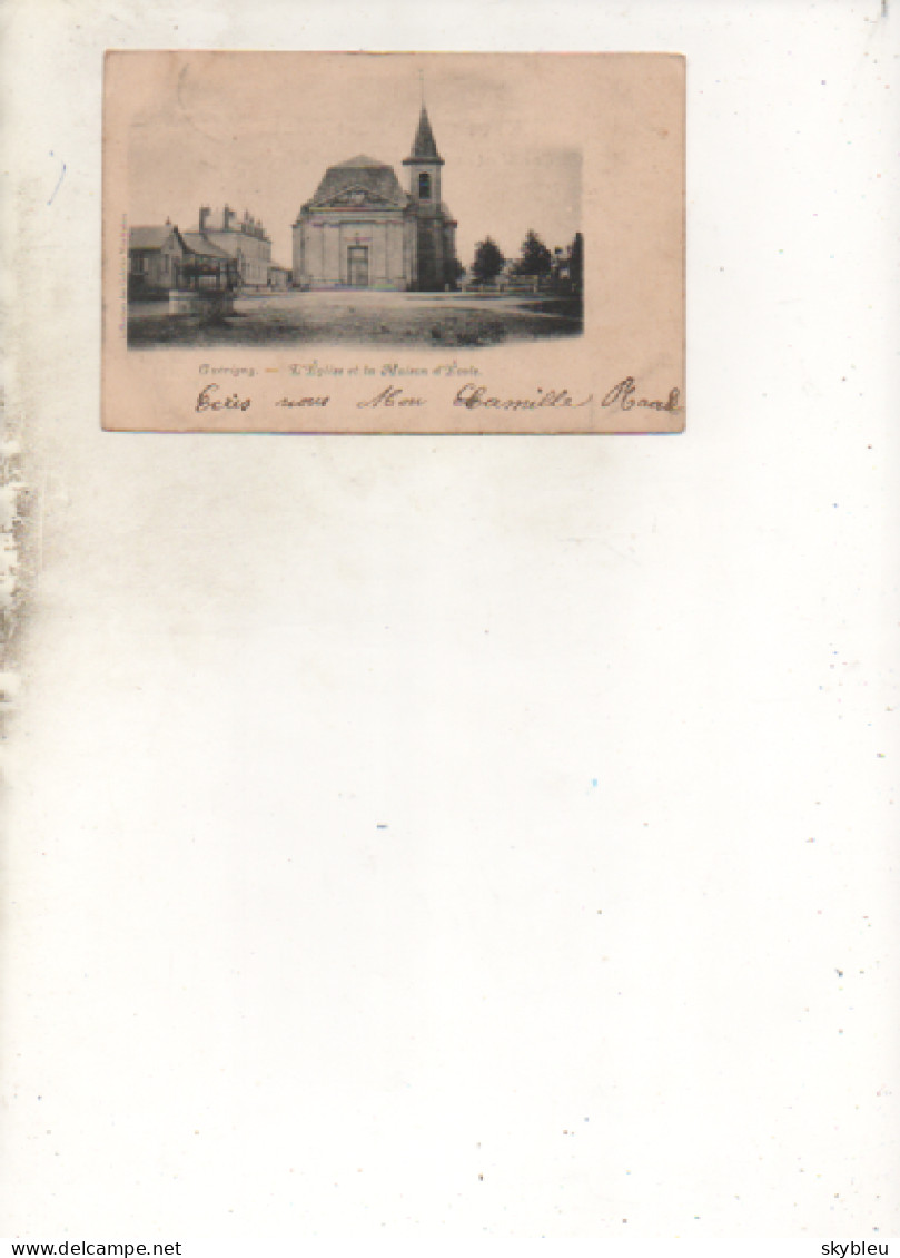 58. CPA - GUERIGNY - L'église Et La Maison D'école -  1904 - Scan Du Verso - - Guerigny