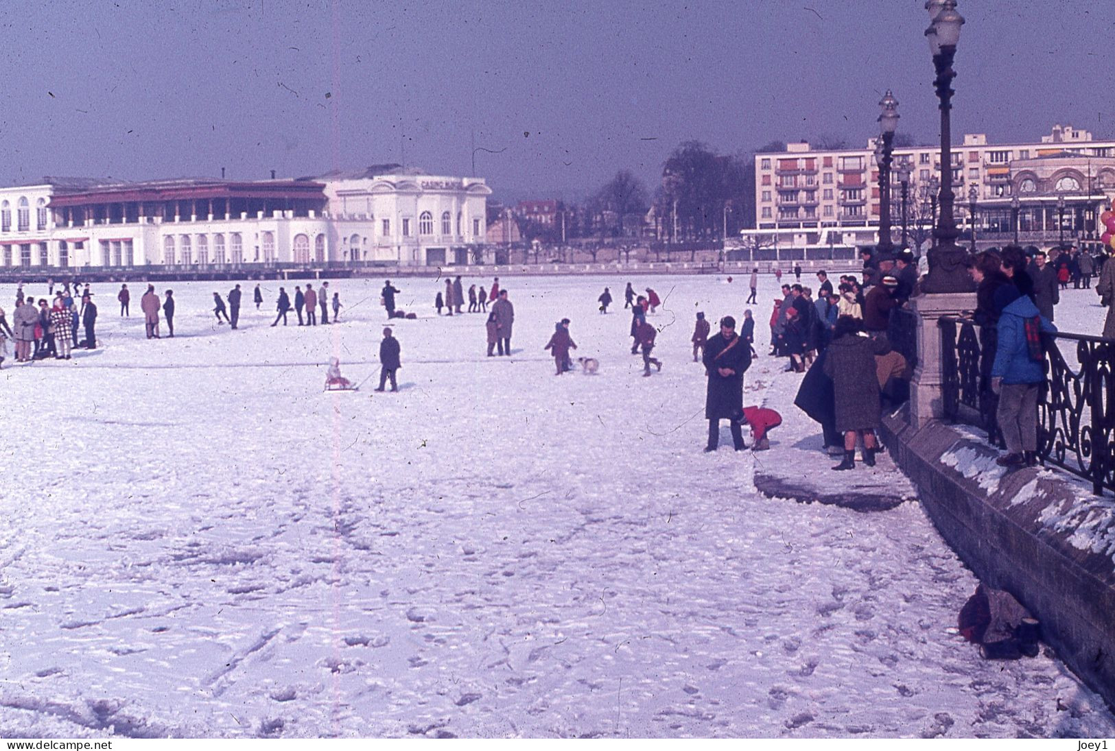 3 Diapositives Lac D'Enghien Gelé Sous La Neige 1963 - Orte