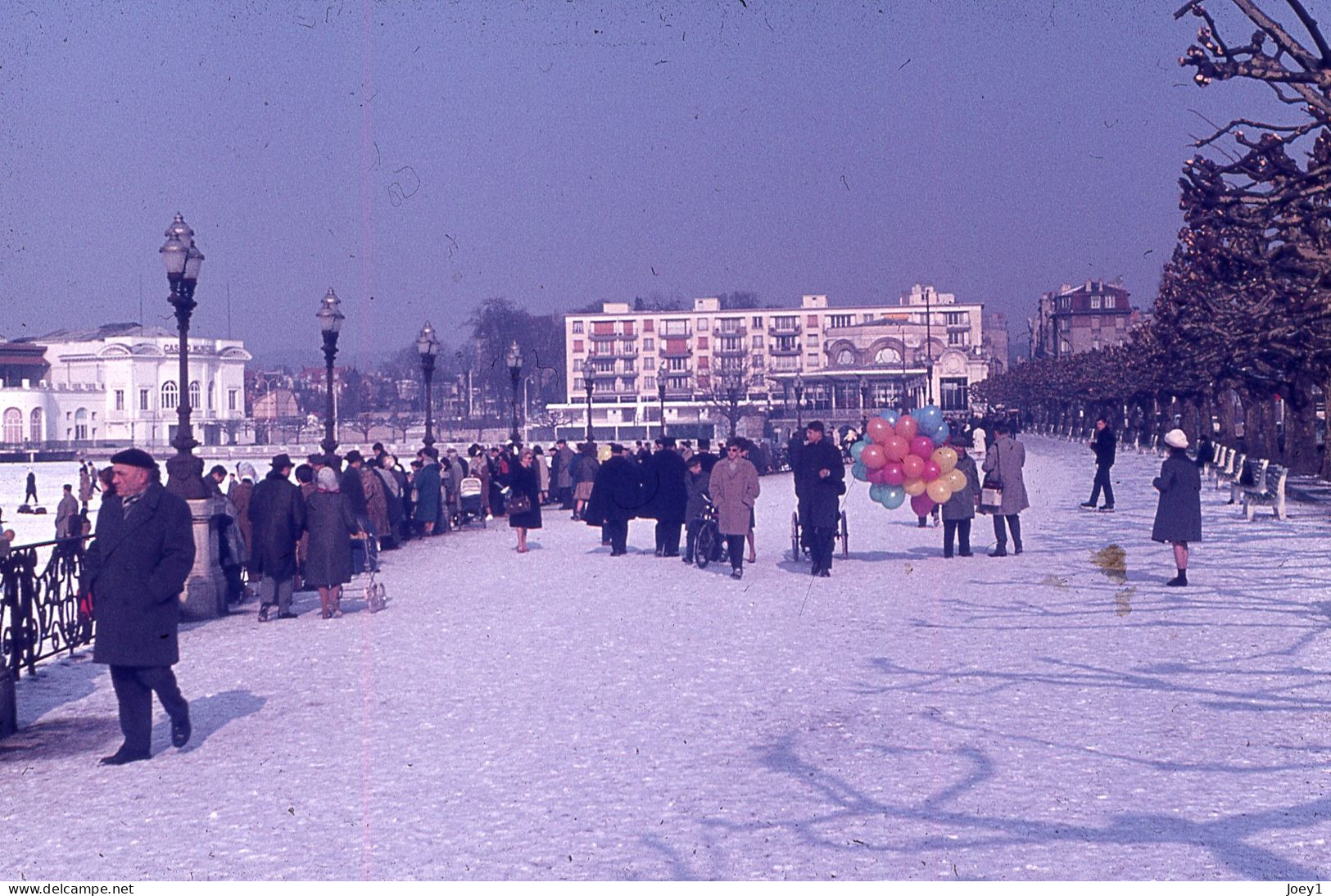 3 Diapositives Lac D'Enghien Gelé Sous La Neige 1963 - Orte