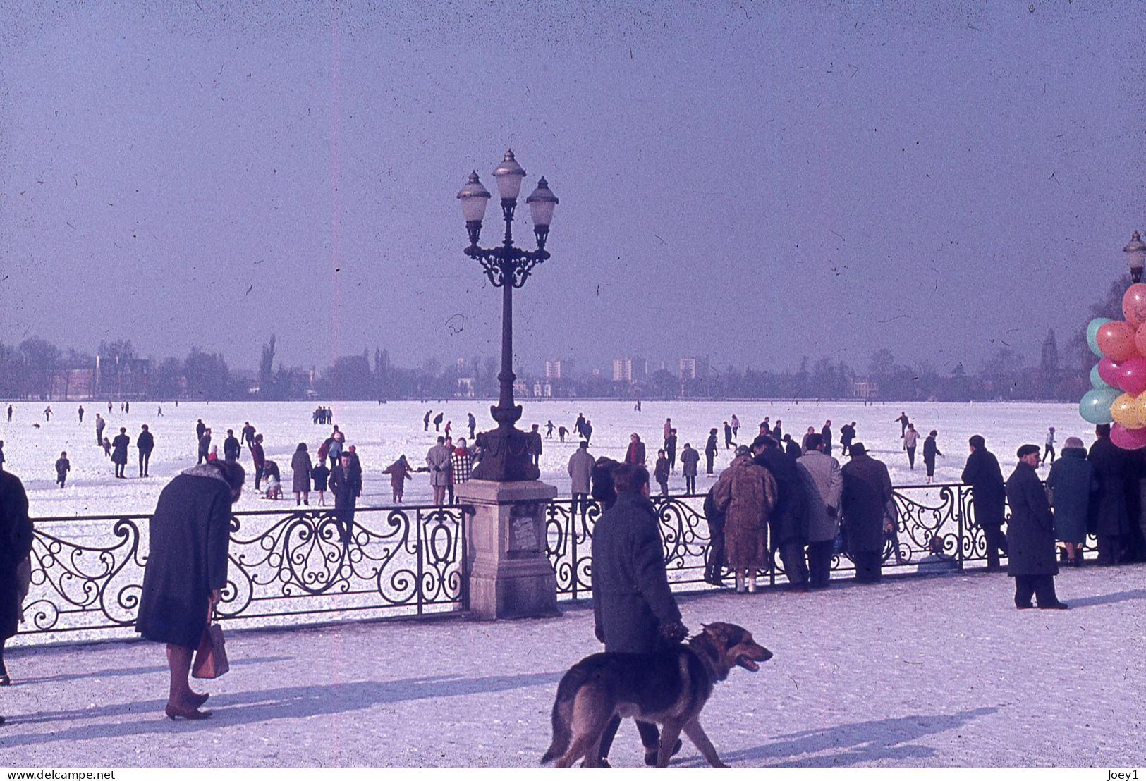 3 Diapositives Lac D'Enghien Gelé Sous La Neige 1963 - Orte