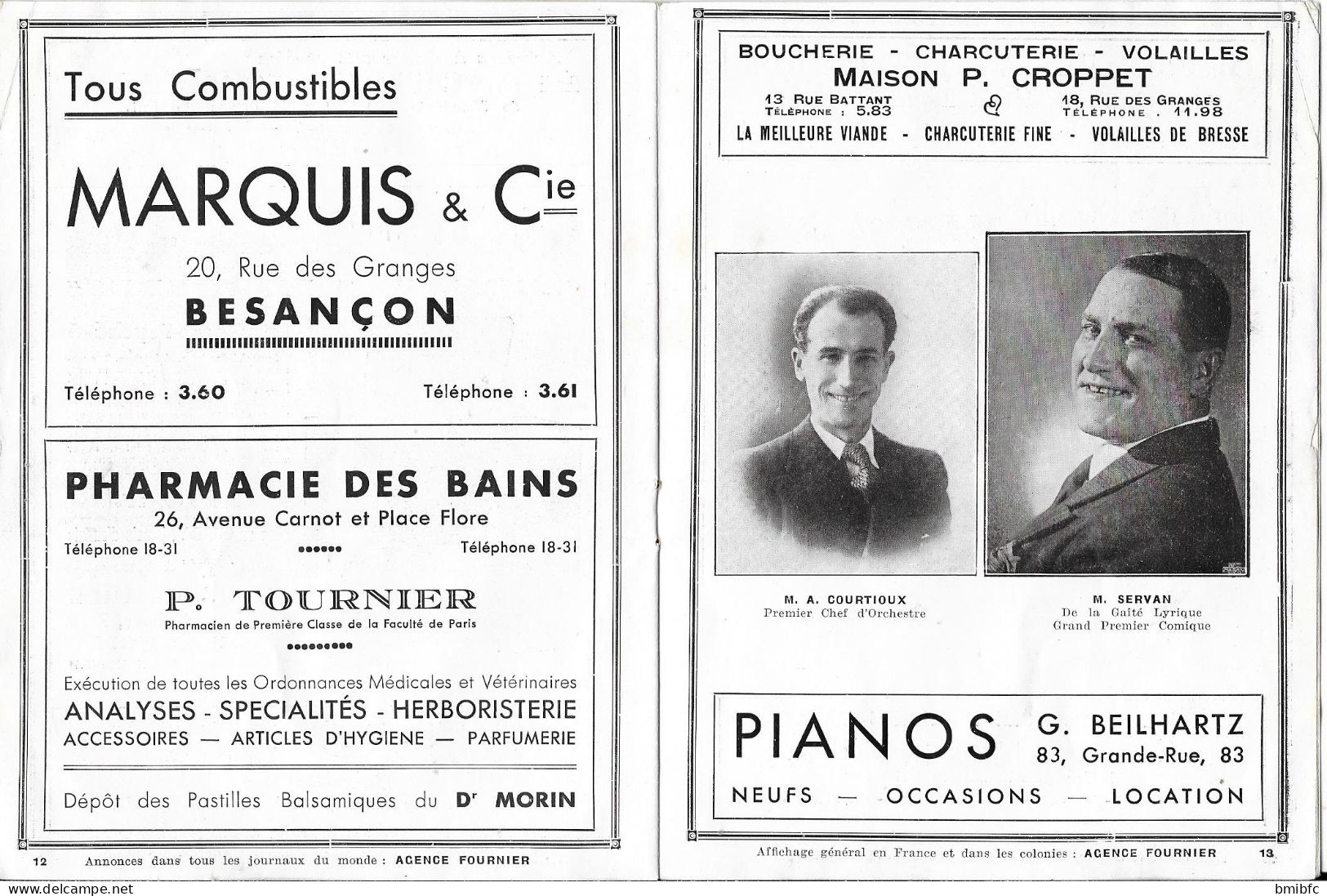 Saison 1935-1936 - Théâtre Municipal de BESANÇON - Programme - Prix 1 Fr. 50  - (Nombreuses publicités Commerciales)