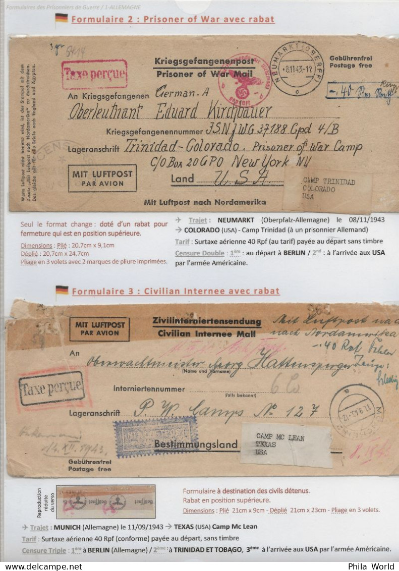 COLLECTION Entier Postal Stationery POW WW2 Partie1 ALLEMAGNE Formulaires Avion Prisonniers 2ème Guerre Mondiale - Militaria