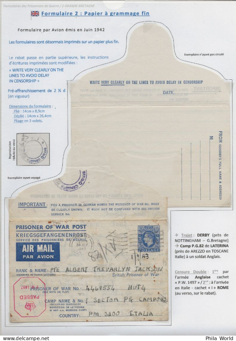 COLLECTION Entier Postal Stationery POW WW2 Partie 2 GREAT BRITAIN Formulaires Avion Prisonniers 2ème Guerre Mondiale - Militaria