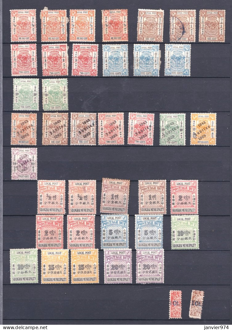Chine, Shanghai . Local Post Et ½ Timbres. 40 Timbres . Scan Recto Verso - Oblitérés