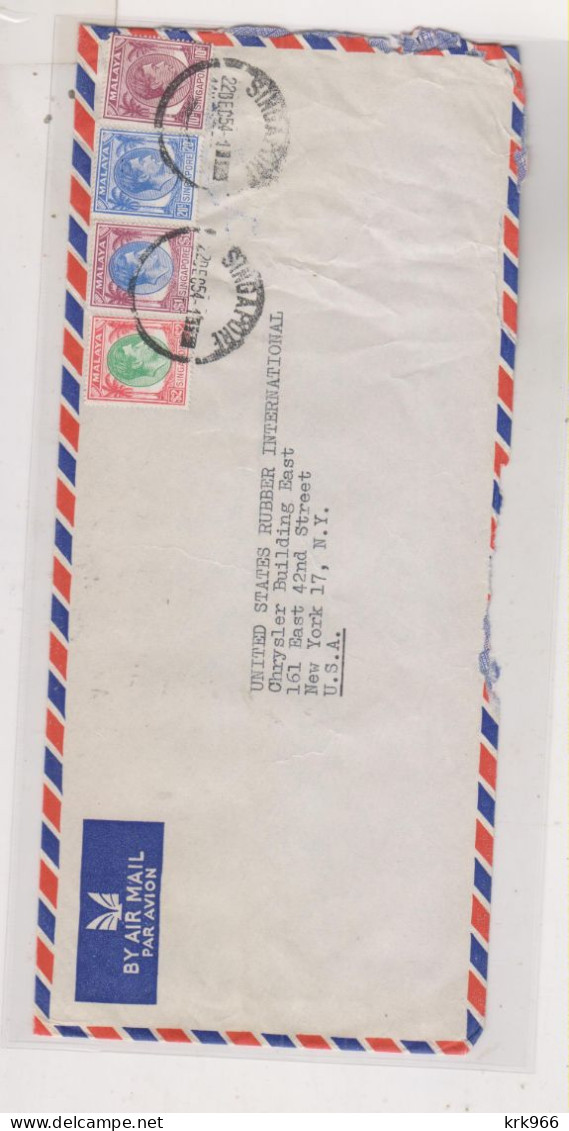 SINGAPORE 1954 Airmail Cover To United States - Singapore (...-1959)