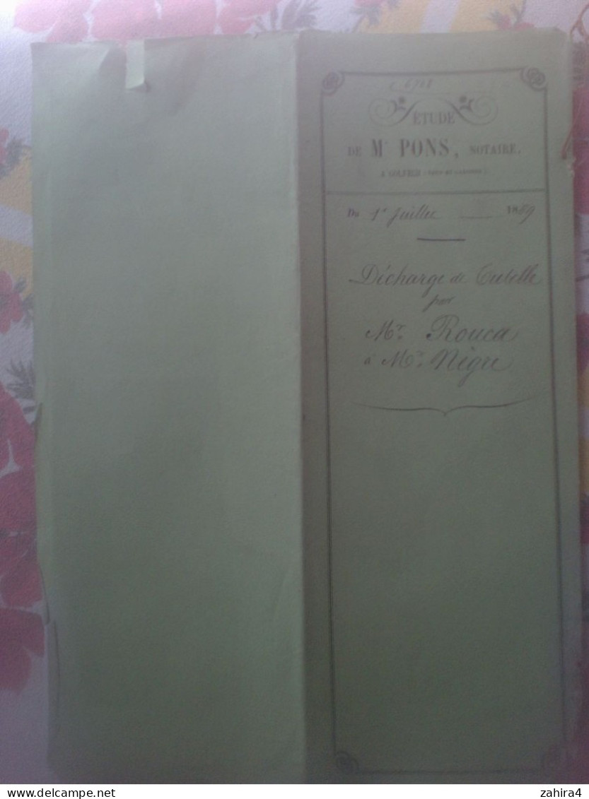 Etude Me Pons Notaire Golfech T. & G. Arrond. Moissac J. Nègre Instituteur & Tuteur De L.N. Roucas élève En Pharmacie - Manuscrits