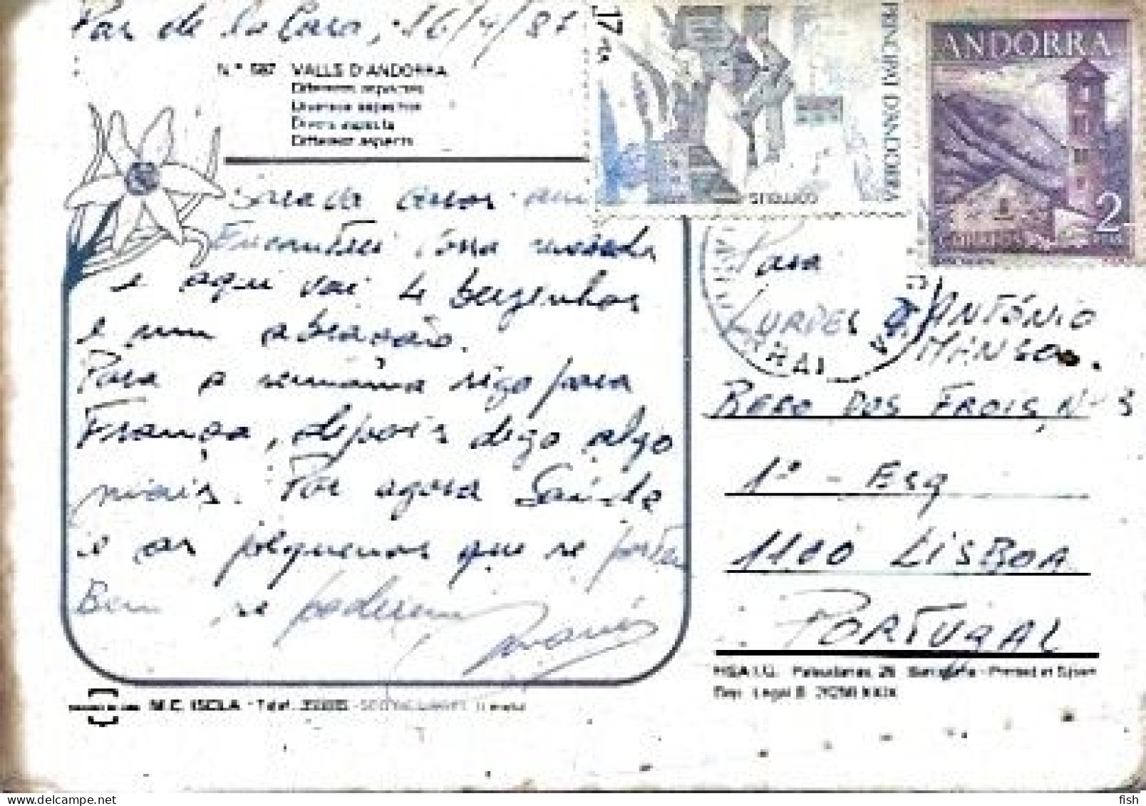 Andorra & Marcofilia, Valls D`Andorra, Pas De La Casa, Vista General, Multi, Lisboa 1987 (597) - Covers & Documents