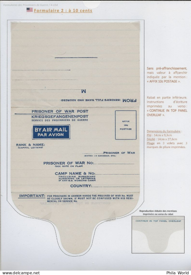 COLLECTION Entier Postal Stationery POW WW2 Partie 4 USA Formulaires Avion Prisonniers 2ème Guerre Mondiale - Militaria