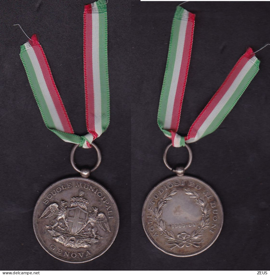 MEDAGLIA AGLI STUDIOSI ED AI BUONI GENOVA 1903-1904 - Italia