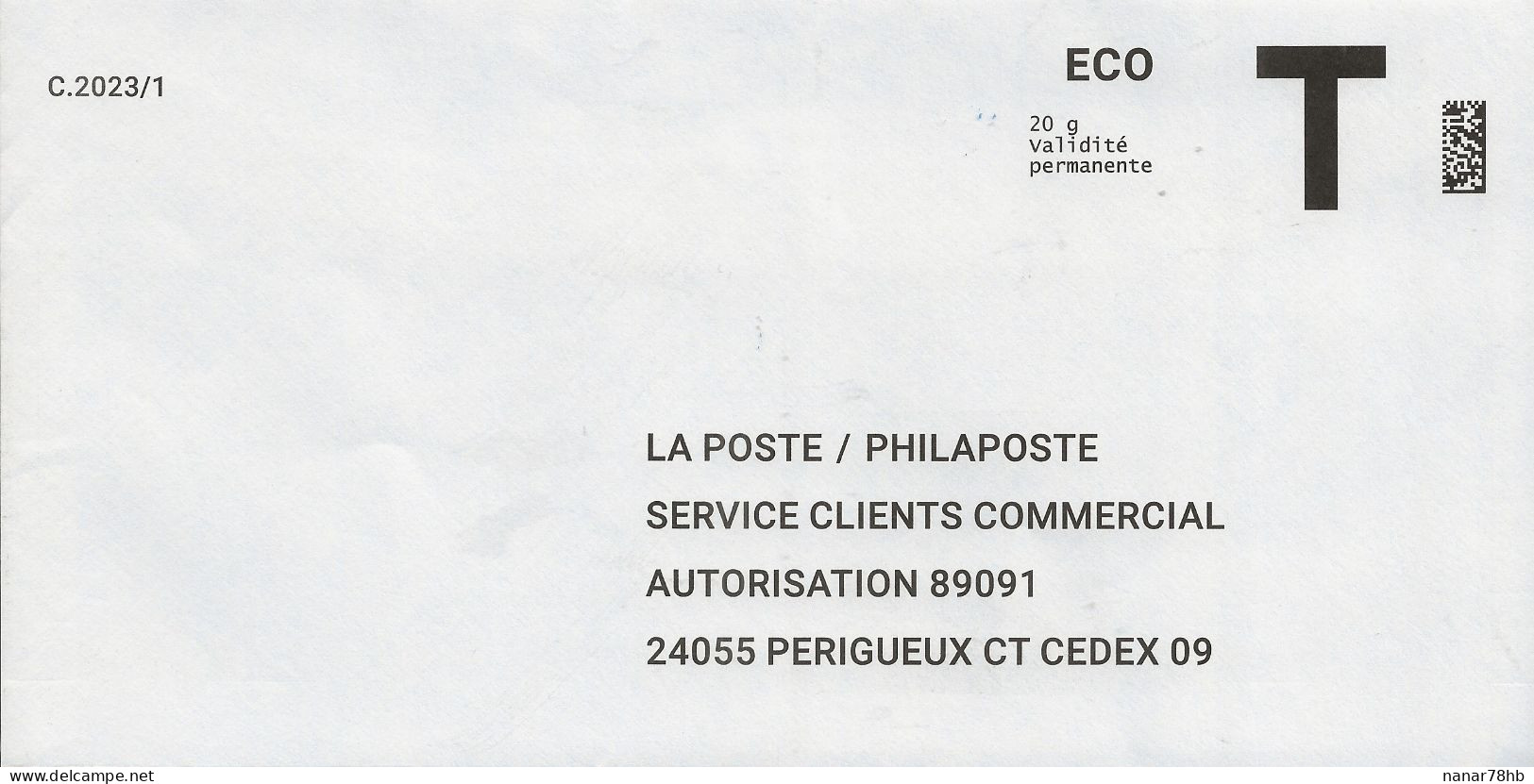 Lettre T Eco 20gr La Poste/Philaposte - Kaarten/Brieven Antwoorden T