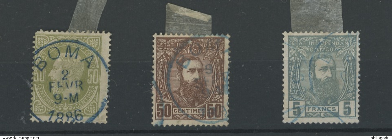 Leopold II.  3. 9. 12 Ø.  Cote 264-€ - 1884-1894