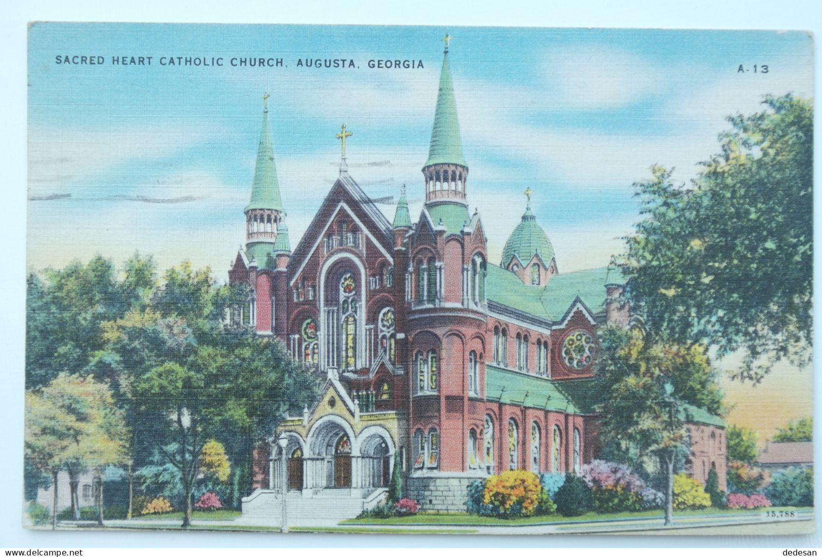 Cpa Couleur Toilée Sacred Heart Catholic Church Augusta Georgia 1949 - NOUF1 - Augusta