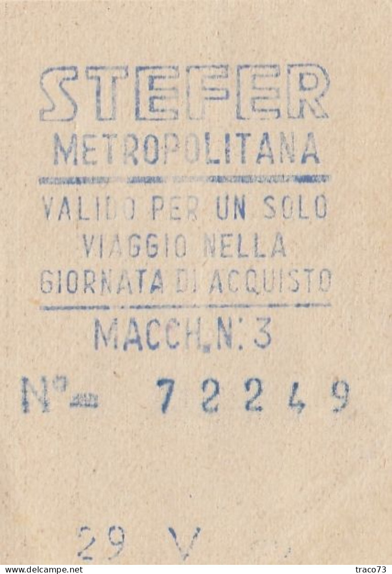 STEFER METROPOLITANA - ROMA   /  Biglietto _ 1960 - Europe