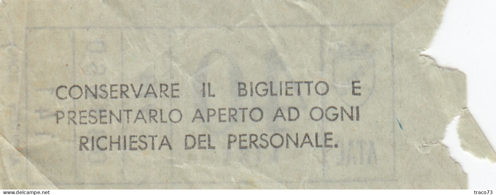 ATAC - ROMA  _ Anni '50-'60 /  Ticket  _ Biglietto Da Lire 40 - Europa