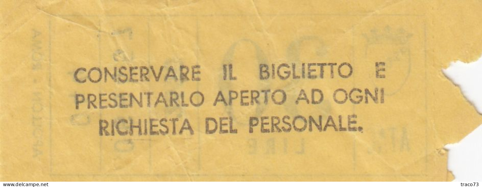 ATAC - ROMA  _ Anni '50-'60 /  Ticket  _ Biglietto Da Lire 30 - Europa