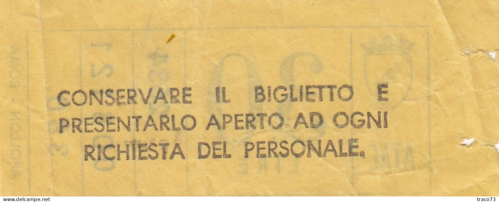 ATAC - ROMA  _ Anni '50-'60 /  Ticket  _ Biglietto Da Lire 30 - Europa