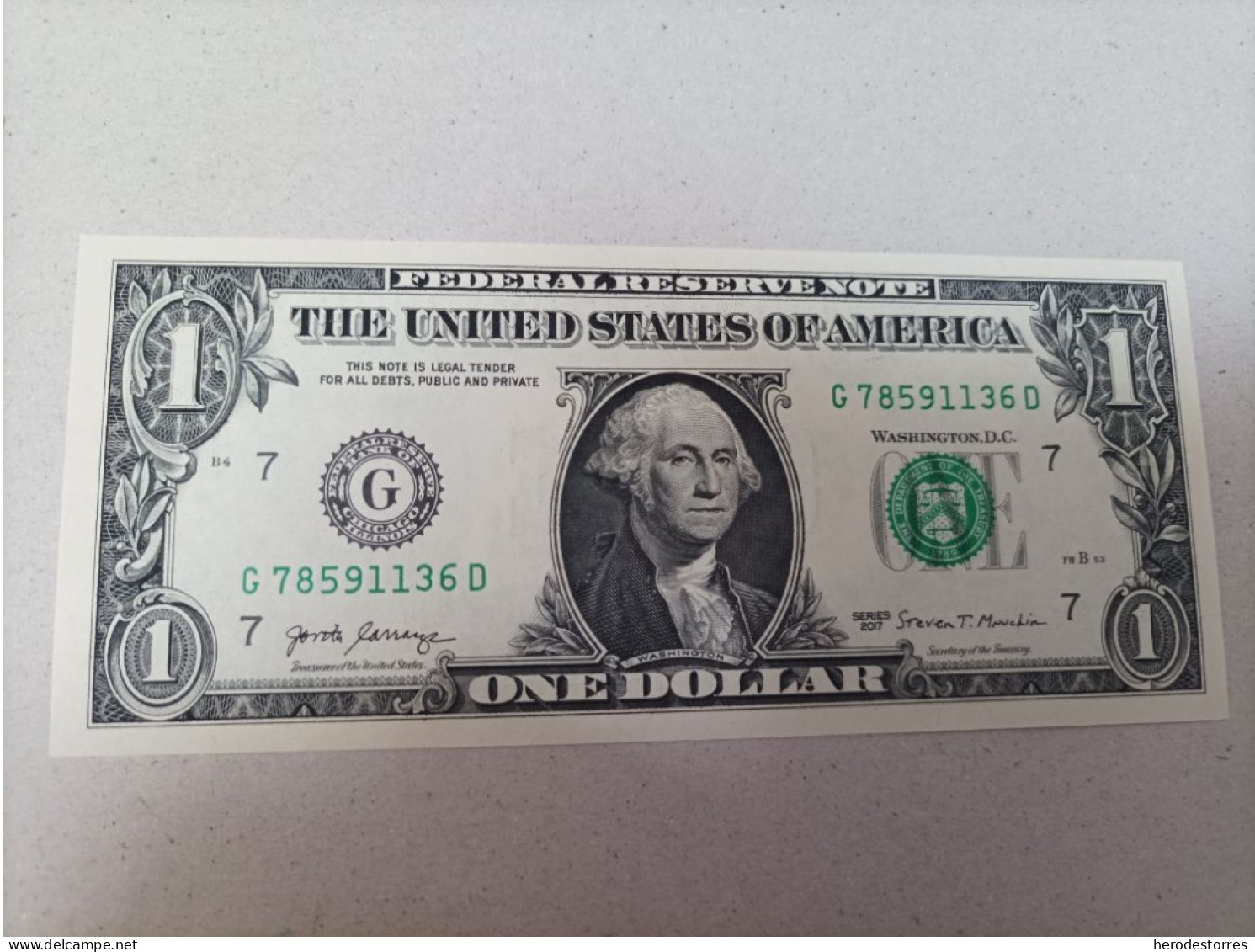 Billete De Estados Unidos De 1 Dólar, UNC - A Identifier