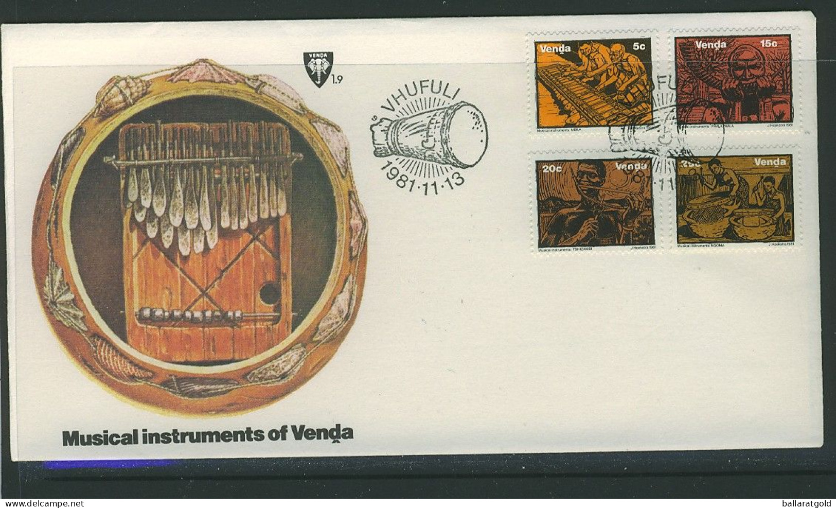 Venda 1981 Musical Instruments First Day Cover - Unaddressed 1.9 - Venda