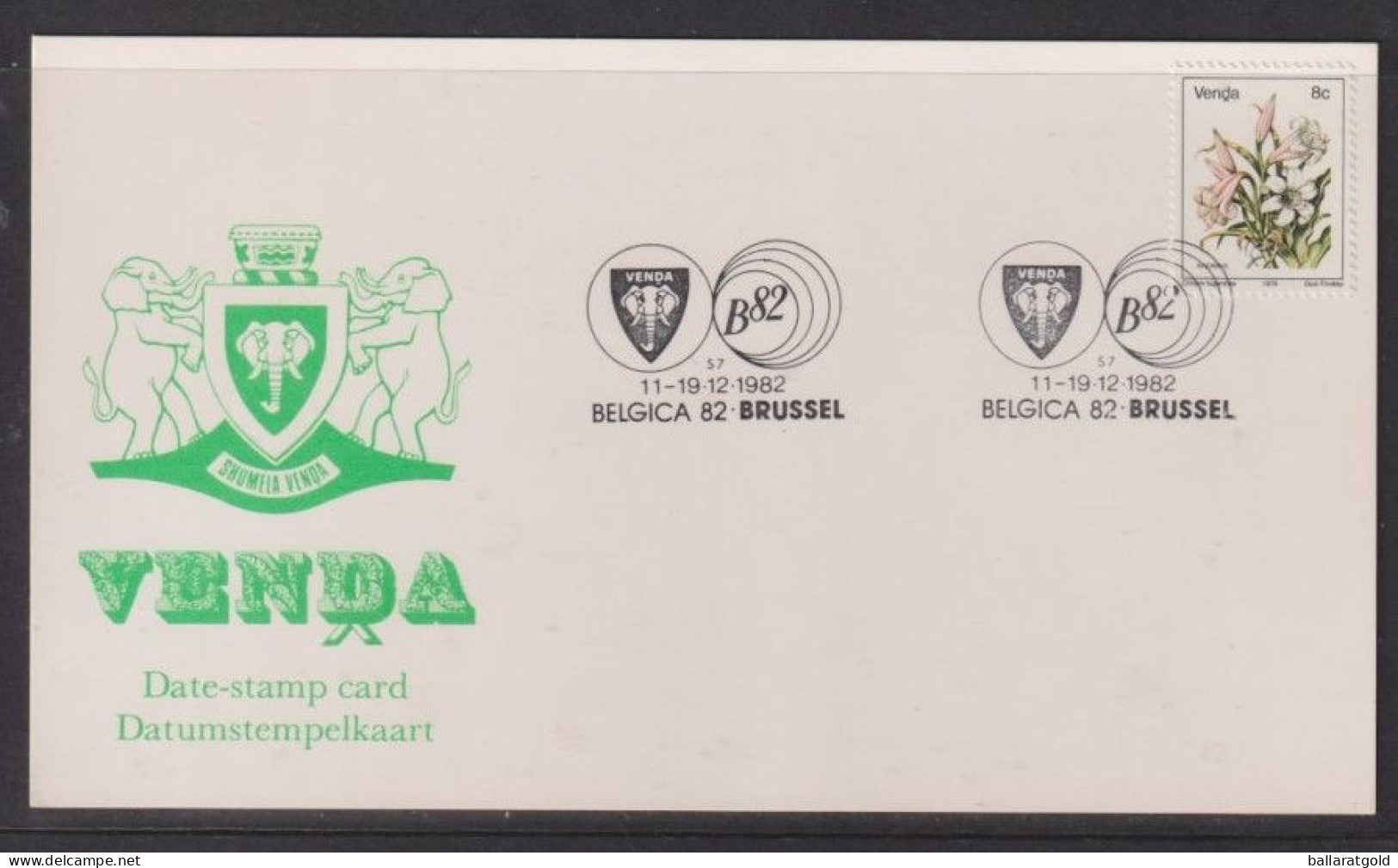 Venda 1982 Date Stamp Belgica Card - Venda