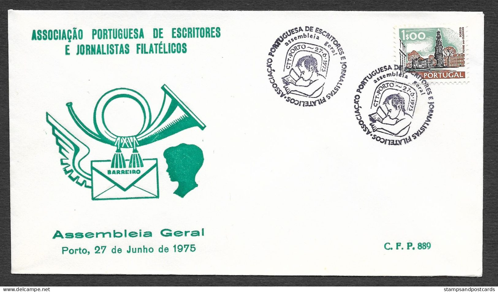 Portugal Cachet Commemoratif Journalistes Et Ecrivains Philateliques Porto 1975 Event Cancel Philatelic Press Oporto - Maschinenstempel (Werbestempel)