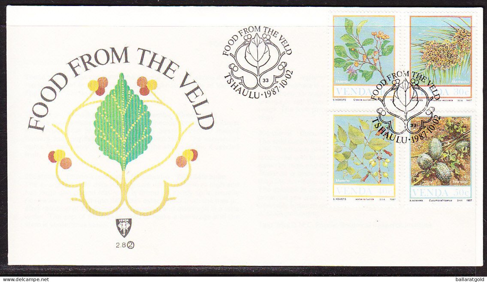 Venda 1987 Food Of The Veld  First Day Cover 2.8 - Venda