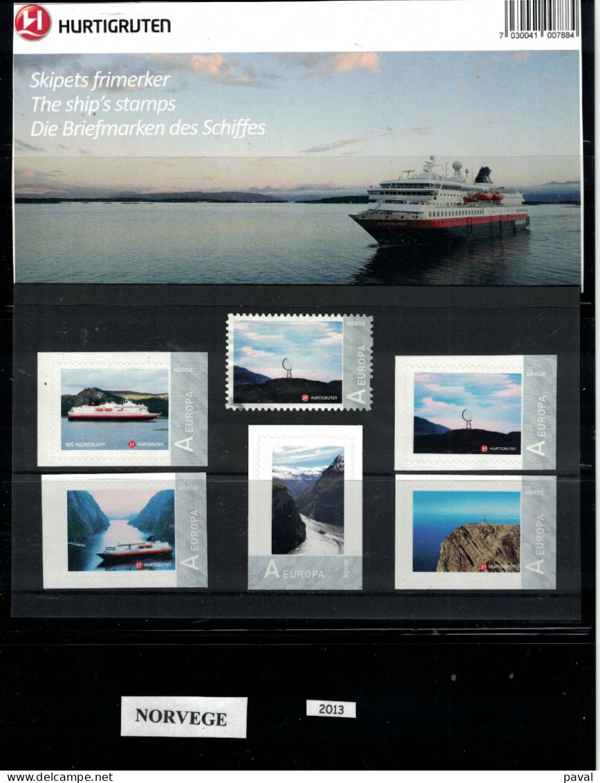 LOT DE 5 TIMBRES NEUFS** MNH, ADHESIFS, NORVEGE 2013 - Ongebruikt