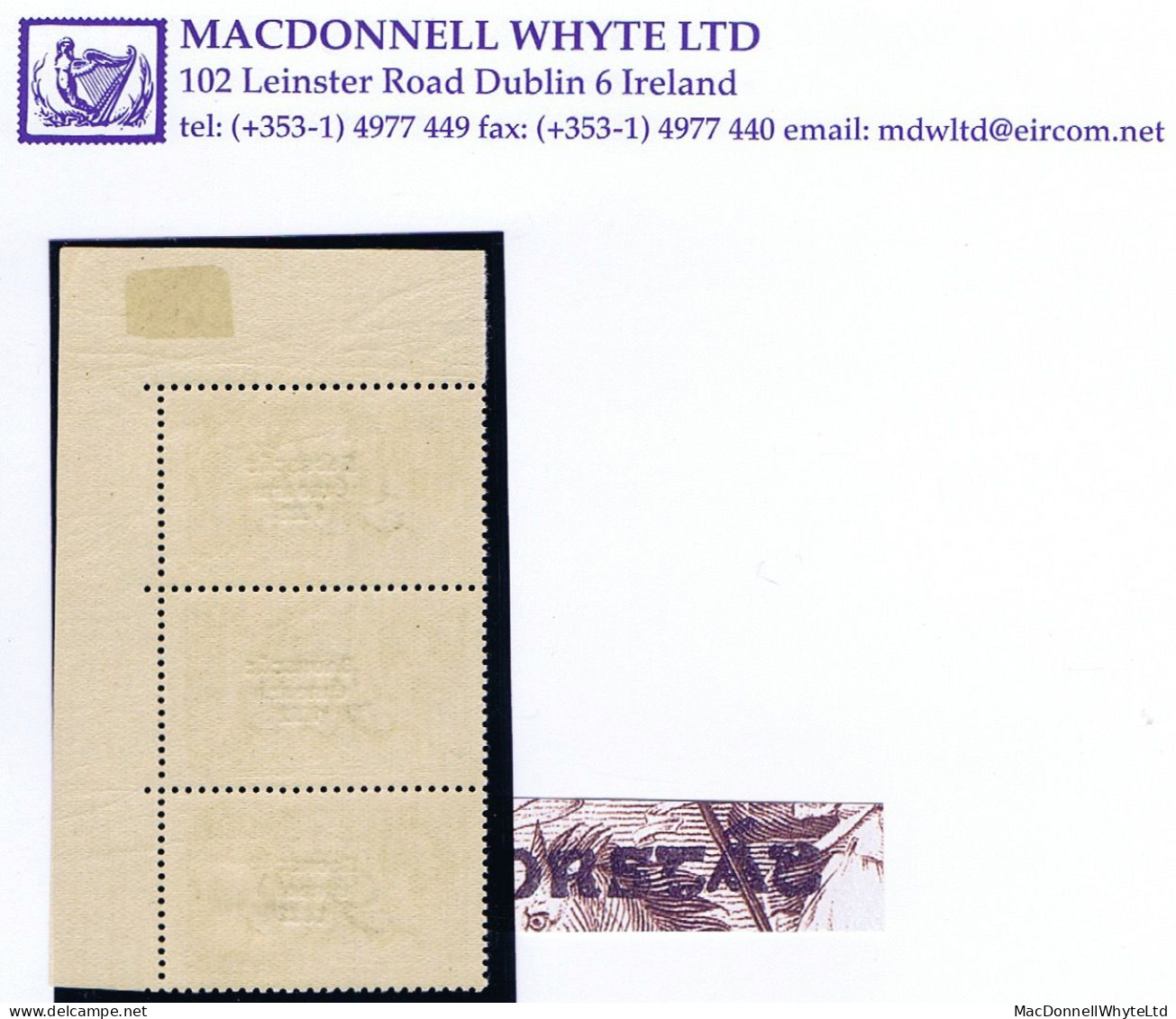 Ireland 1927 Composite Dates Saorstat 3-line 2/6d "Wide & Narrow" Vertical Strip With "Raised "a" Mint - Nuovi