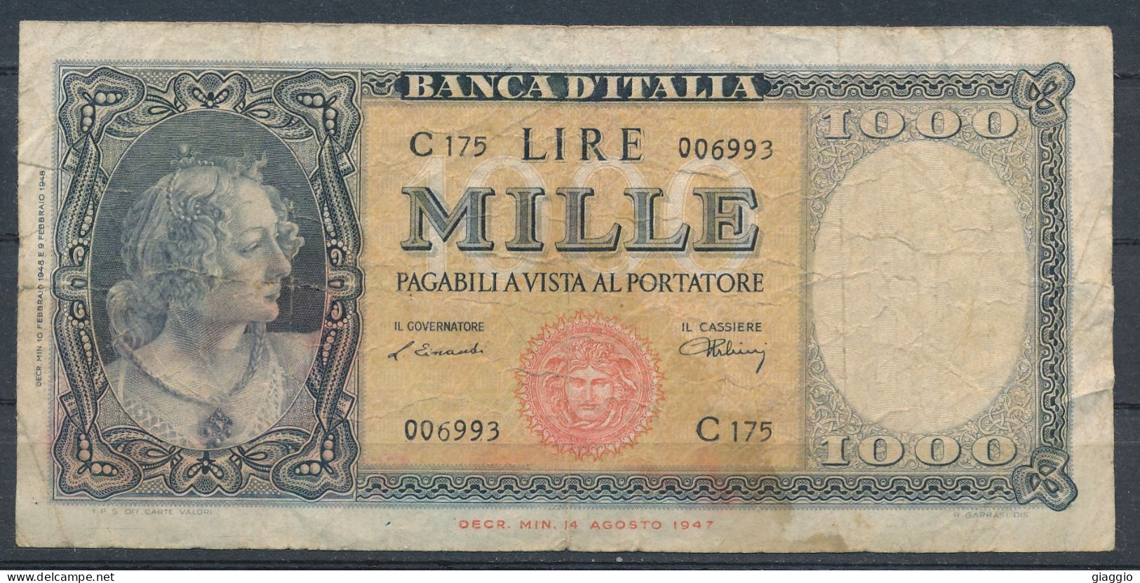 °°° ITALIA 1000 LIRE 10/2/48 °°° - 1000 Lire