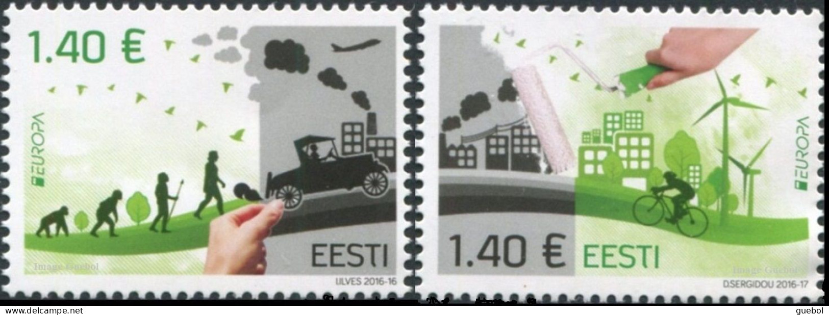 CEPT / Europa 2016 Estonie N° 796 Et 797 ** Think Green - Ecologie, Vélo - 2016