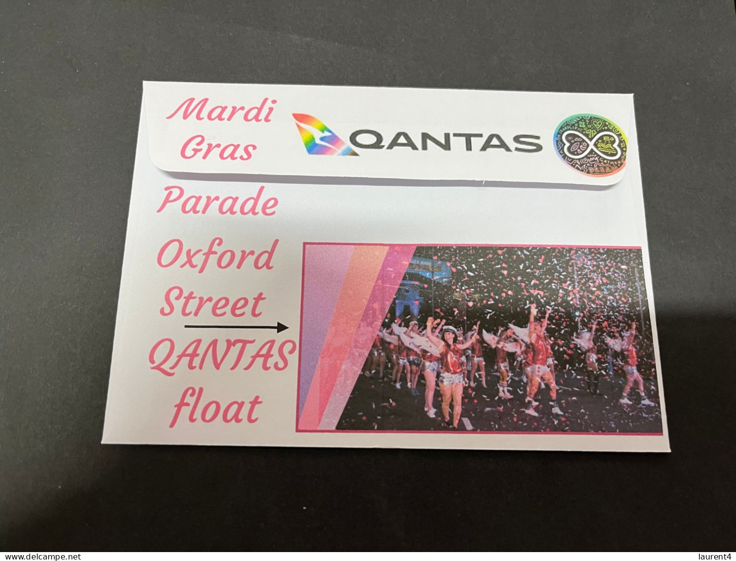 25-9-2023 (2 U 7) Sydney World Pride 2023 - QANTAS Rainbow Aircraft Tail (QANTAS 1950's Stamp) 25-2-2023 - Storia Postale