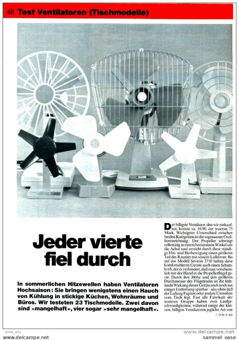 Stiftung Warentest 1978 Ventilatoren - Spielzeugwaffen - Federkernmatratzen - Andere & Zonder Classificatie