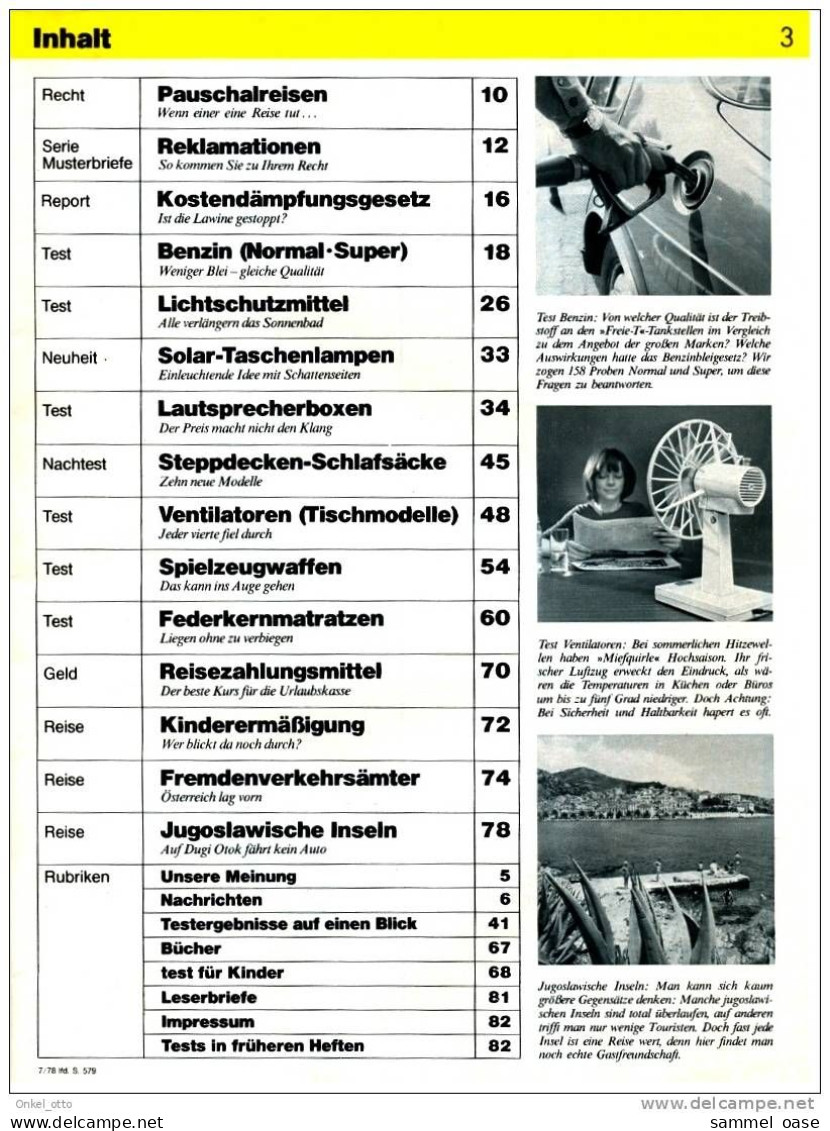 Stiftung Warentest 1978 Ventilatoren - Spielzeugwaffen - Federkernmatratzen - Altri & Non Classificati