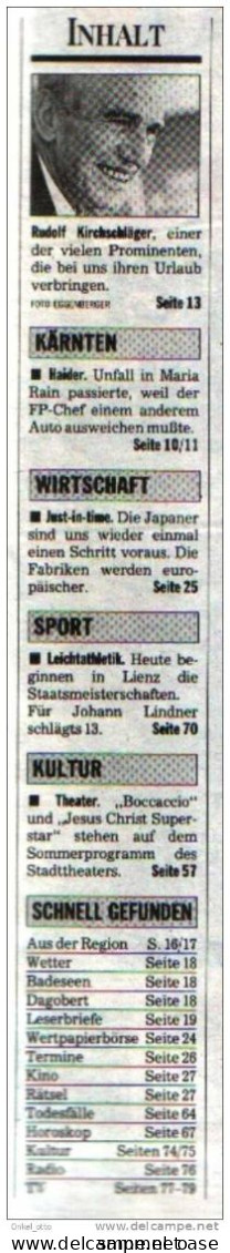 Original KLEINE ZEITUNG Kärnten Klagenfurt 6.8.1993 - Autres & Non Classés