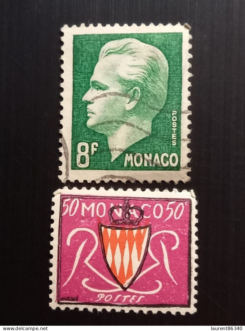 Monaco 1950 -1951 Prince Rainier III Commemoration, 1923-2005 8F Used & 1954 Coat Of Arms 0,50F - Oblitérés