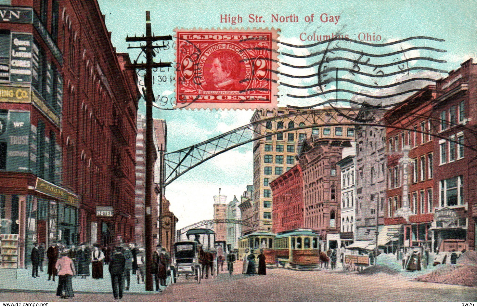 Columbus (Ohio OH)  High Street North Of Gay, Tramway - Published S.F. Harrimann 1909 - Columbus