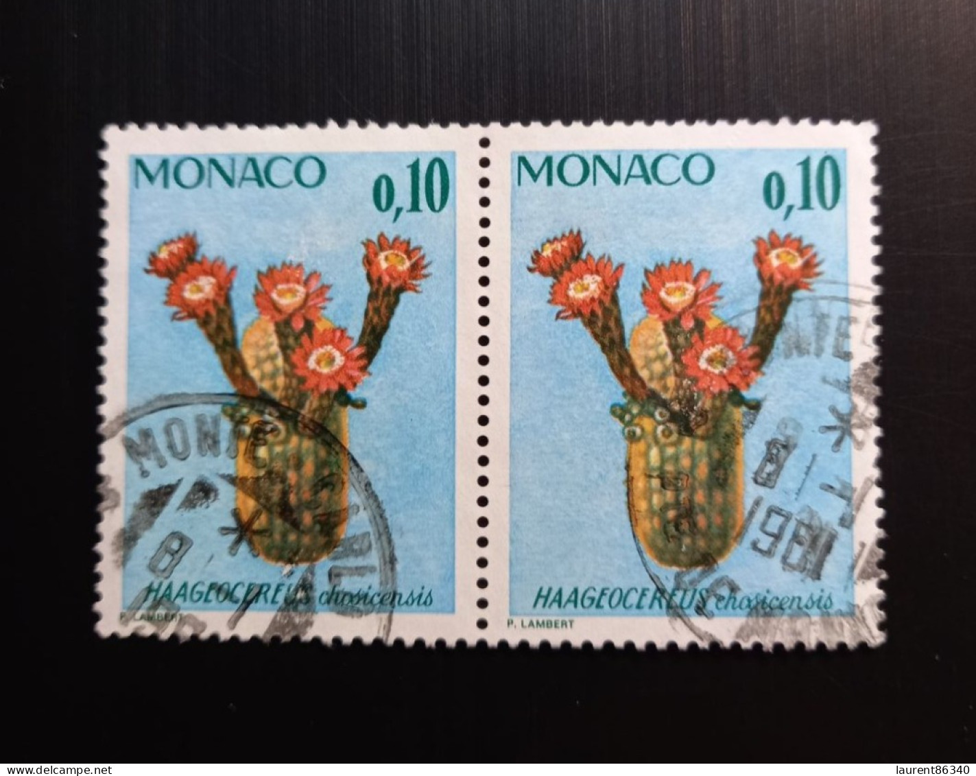 Monaco 1974 Cactus - Modèle: P. Lambert 2 X 0.10Fr Used - Usados